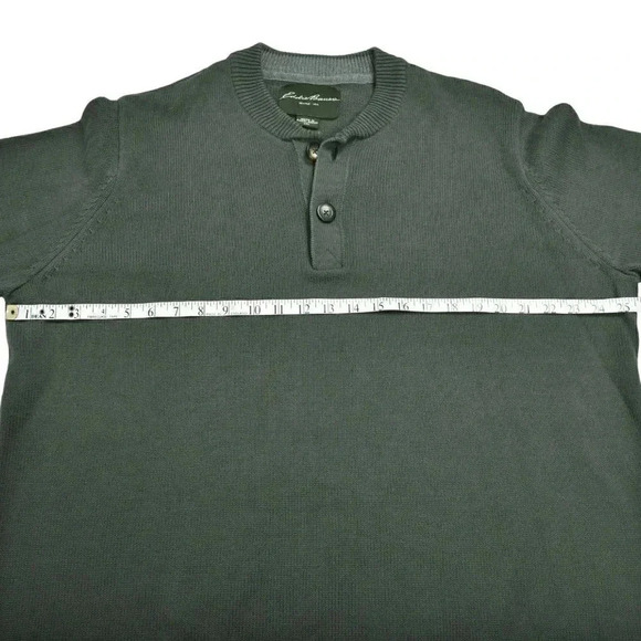Eddie Bauer Knit Sweater Long  Sleeve Cotton Green Henley Size XXL - Picture 8 of 11